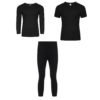 MEN’S THERMAL LONG SLEEVE / SHORT SLEEVE TOP AND LONG JOHN BOTTOM black full set