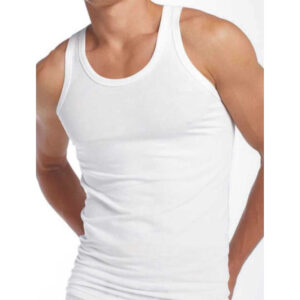 Men White Interlock Vest