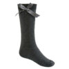 Plain Colors School Ankle Socks With Bow in grey