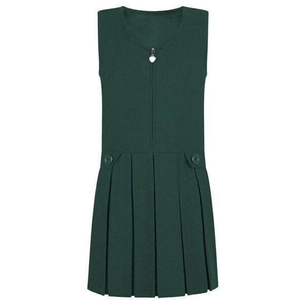 BOX PLEAT ZIP FRONT PINAFORE SCHOOL,,Bottle Green