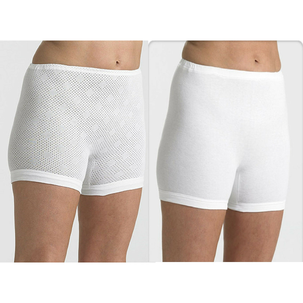 Ladies 100% Cotton Interlock Cuff Leg Panties in White - Prime