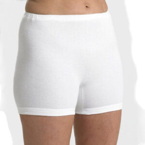 Ladies / Women 100% Cotton Interlock Cuff Leg Panties in White (Made in UK)