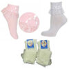 Pairs Girls Frilly Lace Ankle Socks in Black,White,Cream,Pink