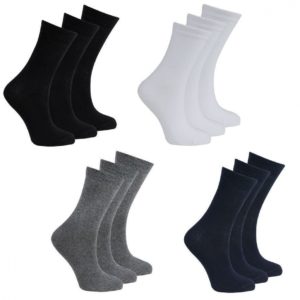 Girls & Boys Unisex Plain Cotton Mix School Ankle Socks in Black White Navy Grey