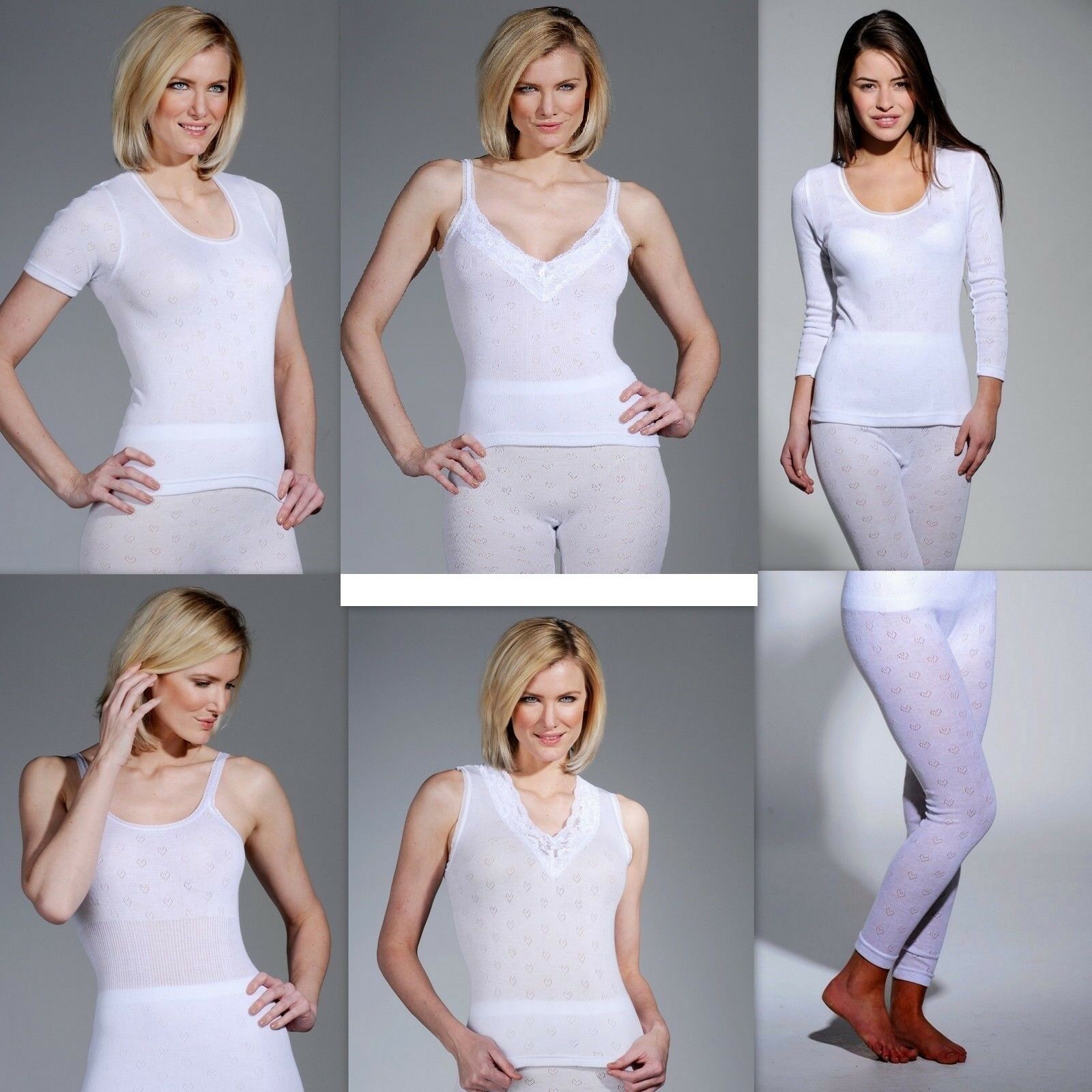 Ladies Women Thermal Underwear Short Long Sleeve Tops Vest & Long