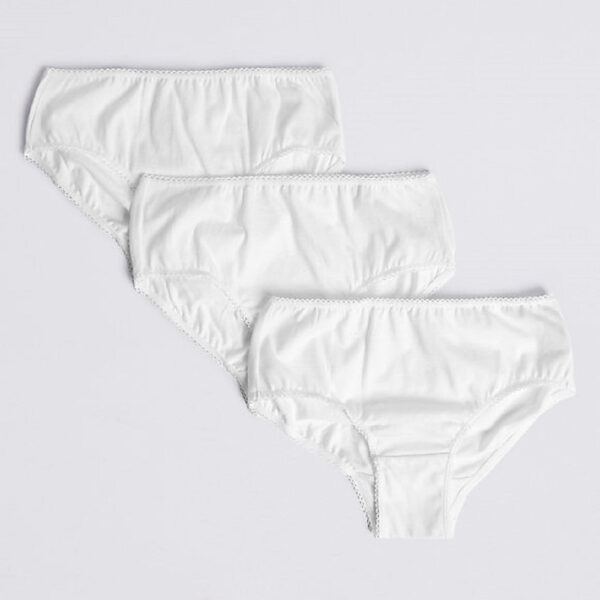 Girls Soft Comfy 100% Cotton Briefs Knicker Pants in White