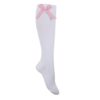 GINGHAM CHECK BOW WHITE ANKLE LENGTH SOCKS,Pink