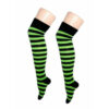 Ladies / Women Striped Over The Knee Socks in black/green
