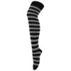 Ladies / Women Striped Over The Knee Socks in black/grey