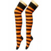 Ladies / Women Striped Over The Knee Socks in black/orange