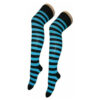 Ladies / Women Striped Over The Knee Socks black/turquoise