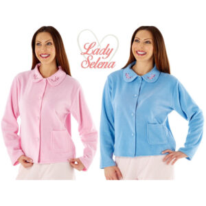 Lady Selena Soft Fleece Warm Bed Jacket With Traditional Front Button