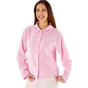 Lady Selena Soft Fleece Warm Bed Jacket With Traditional Front Button