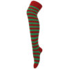 Ladies / Women Striped Over The Knee Socks red/green