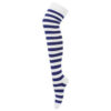 Ladies / Women Striped Over The Knee Socks in white-blue