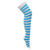 Ladies / Women Striped Over The Knee Socks in white-aqua
