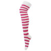 Ladies / Women Striped Over The Knee Socks i white -pink