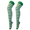 Ladies / Women Striped Over The Knee Socks in white-green