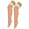 Ladies / Women Striped Over The Knee Socks in white orange