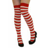Ladies / Women Striped Over The Knee Socks in white-red
