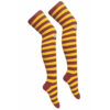 Ladies / Women Striped Over The Knee Socks in maroon /yellow