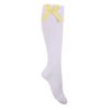 GINGHAM CHECK BOW WHITE ANKLE LENGTH SOCKS,Yellow