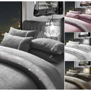 Diamante Teddy Duvet Cover Set With Pillow Cases