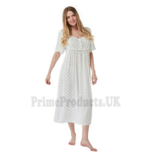 Ladies Marlon Short Sleeve Nightdress in Printed Ivory