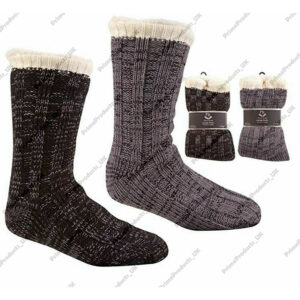 Men’s Knitted Chunky Lounge Slipper Cosy Bed Socks