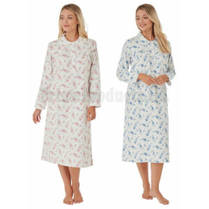 Ladies Floral Brushed Cotton Long Sleeve Nightdress