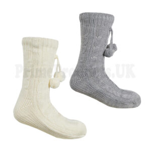 Ladies Knitted Chunky Lounge Slipper Cosy Socks