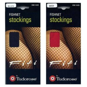 Ladies Fishnet Stockings in Black & Red