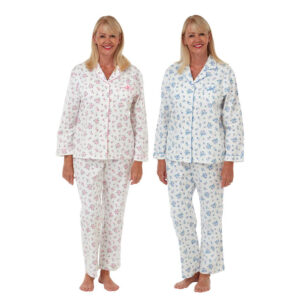 Ladies Marlon Floral Print 100% Brushed Cotton Pyjamas