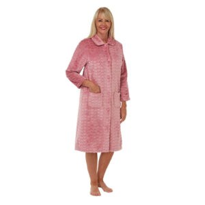 Ladies Marlon Soft Heart Embossed Button Up Night Gown