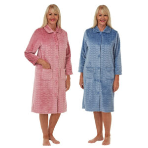 Ladies Marlon Soft Heart Embossed Button Up Night Gown