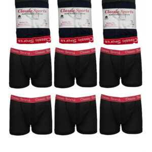 Men’s Classic Sport Black With Red Elasticated Boxer Shorts