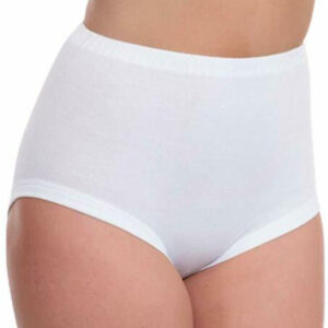 3 X Ladies Cotton Interlock And Eyelet Cuff Leg Brief