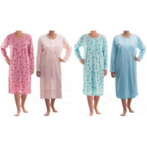 Ladies Cotton Rich Assorted Long Sleeve Nightdress