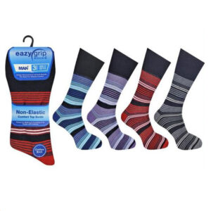 Men’s Basic Eazy Grip Non Elastic Stripe Socks (2448)