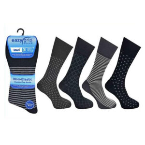 Men’s Basic Eazy Grip Non Elastic Black Mix Socks (2450)