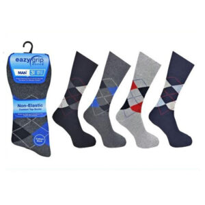Men’s Basic Eazy Grip Non Elastic Argyle Socks (2451)