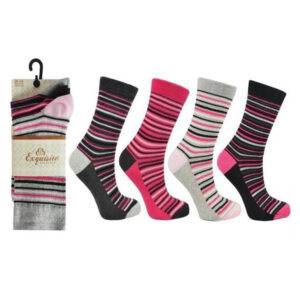 Ladies Exquisite Elegance Stripe Crew Socks (2496)