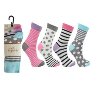 Ladies Exquisite Elegance Stripes & Spots Crew Socks (2497)