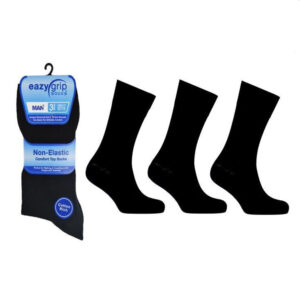 Men’s Basic Eazy Grip Non Elastic Black Socks (2502)