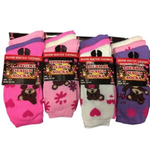 Ladies Inside Brushed Thermal Assorted Design Socks
