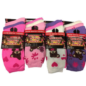 Ladies Inside Brushed Thermal Assorted Design Socks