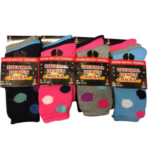 Ladies Inside Brushed Thermal Assorted Circle Socks