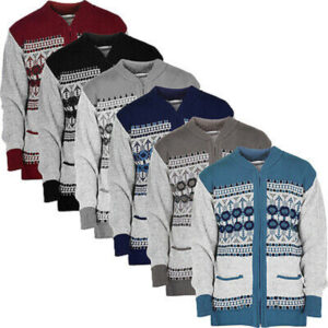 Men’s Aztec Pattern Knitted Zip Up Cardigan