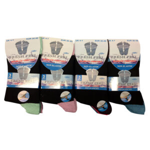 Ladies Fresh Feel Black Gentle Grip Coloured Heel & Toe Socks