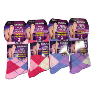 Ladies Fresh Feel Gentle Grip Assorted Argyle Socks